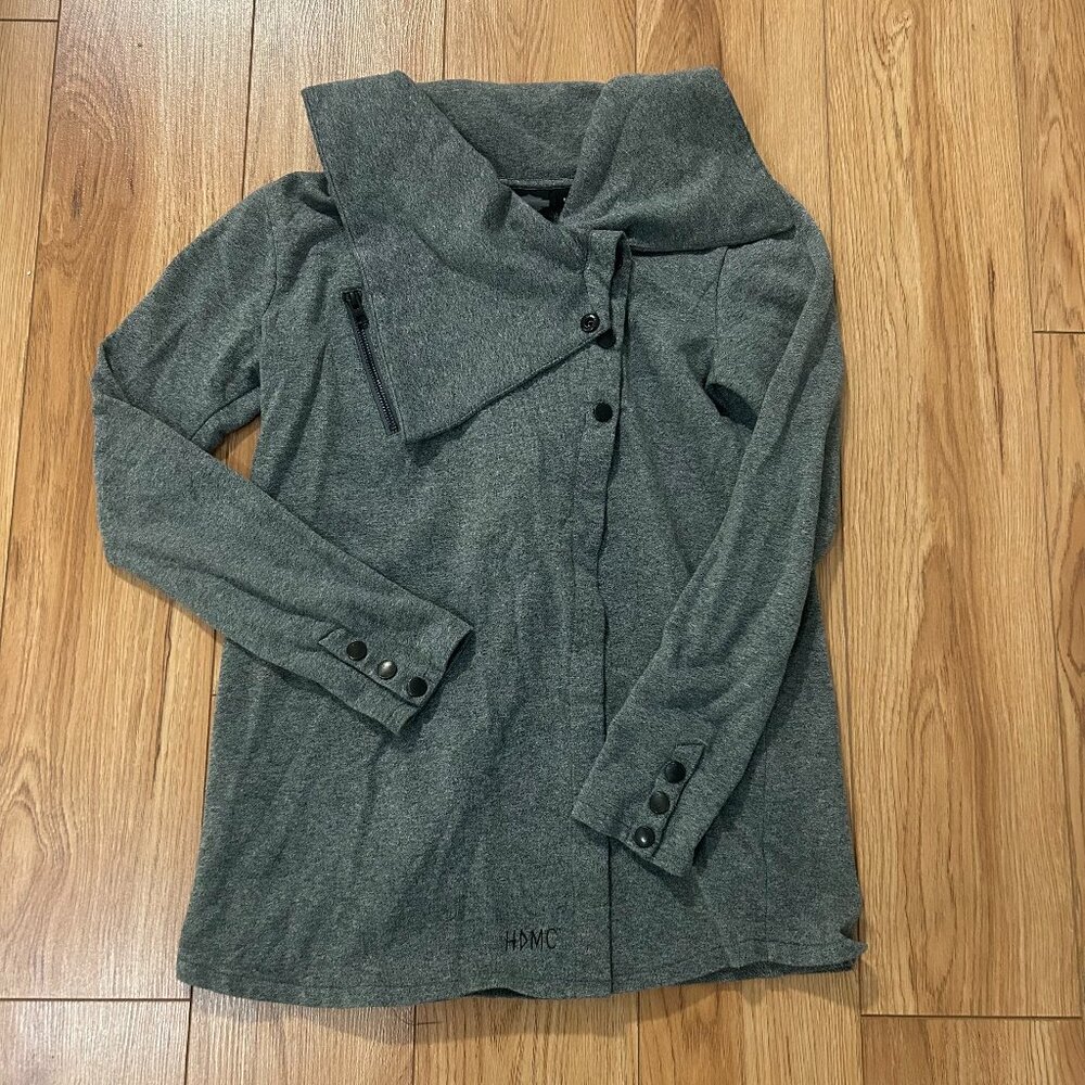 Harley Davidson Womens S Grey Asymmetric Cowl Neck Cardigan Biker